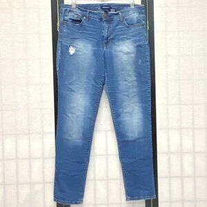 Bandolino Karyn High Rise Boyfriend Jeans 10 Medium Wash Denim Distressed Faded